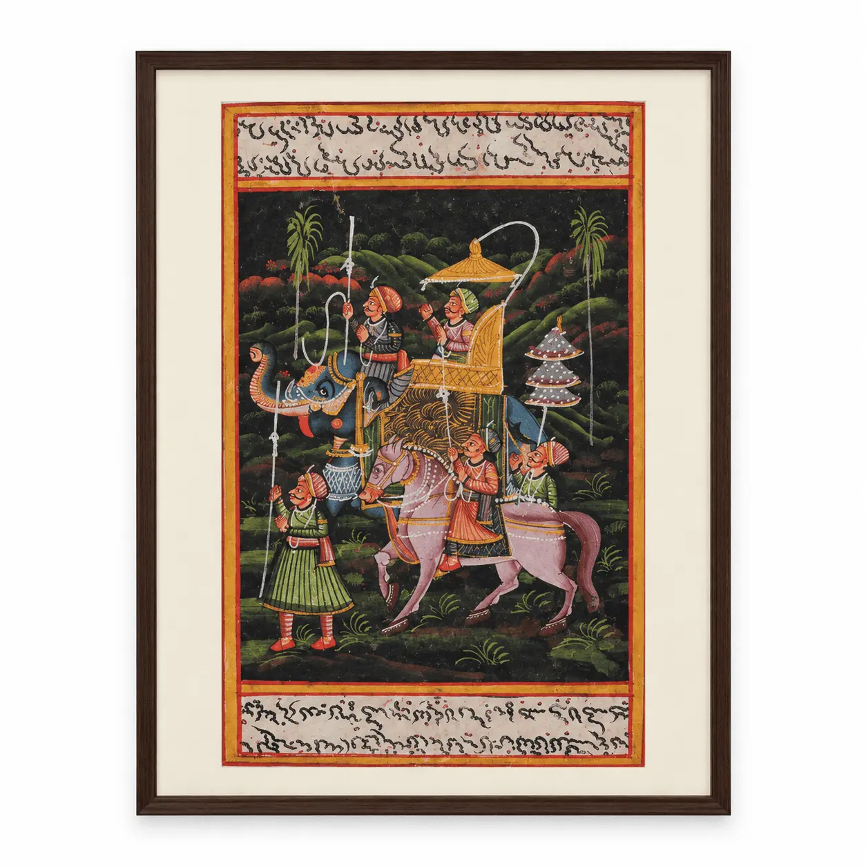 Mughal Elephant & Horse Procession Painting | Handmade Miniature