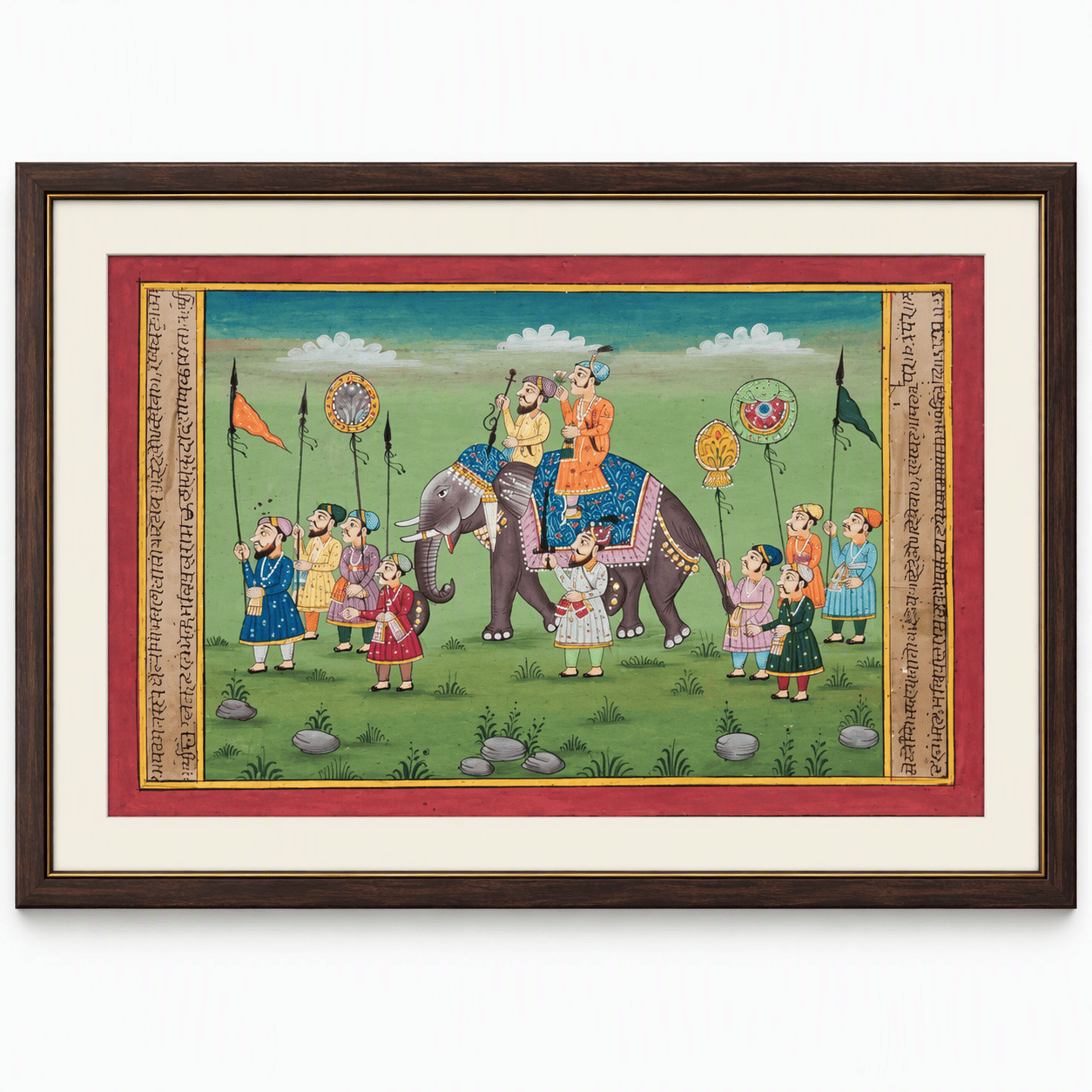 Mughal Royal Procession Painting | Elephant with Ceremonial Guard — Handmade