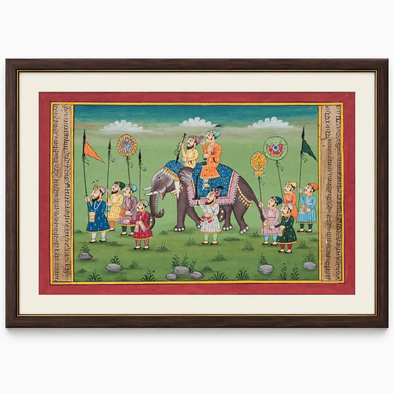 Mughal Royal Procession Painting | Elephant with Ceremonial Guard — Handmade