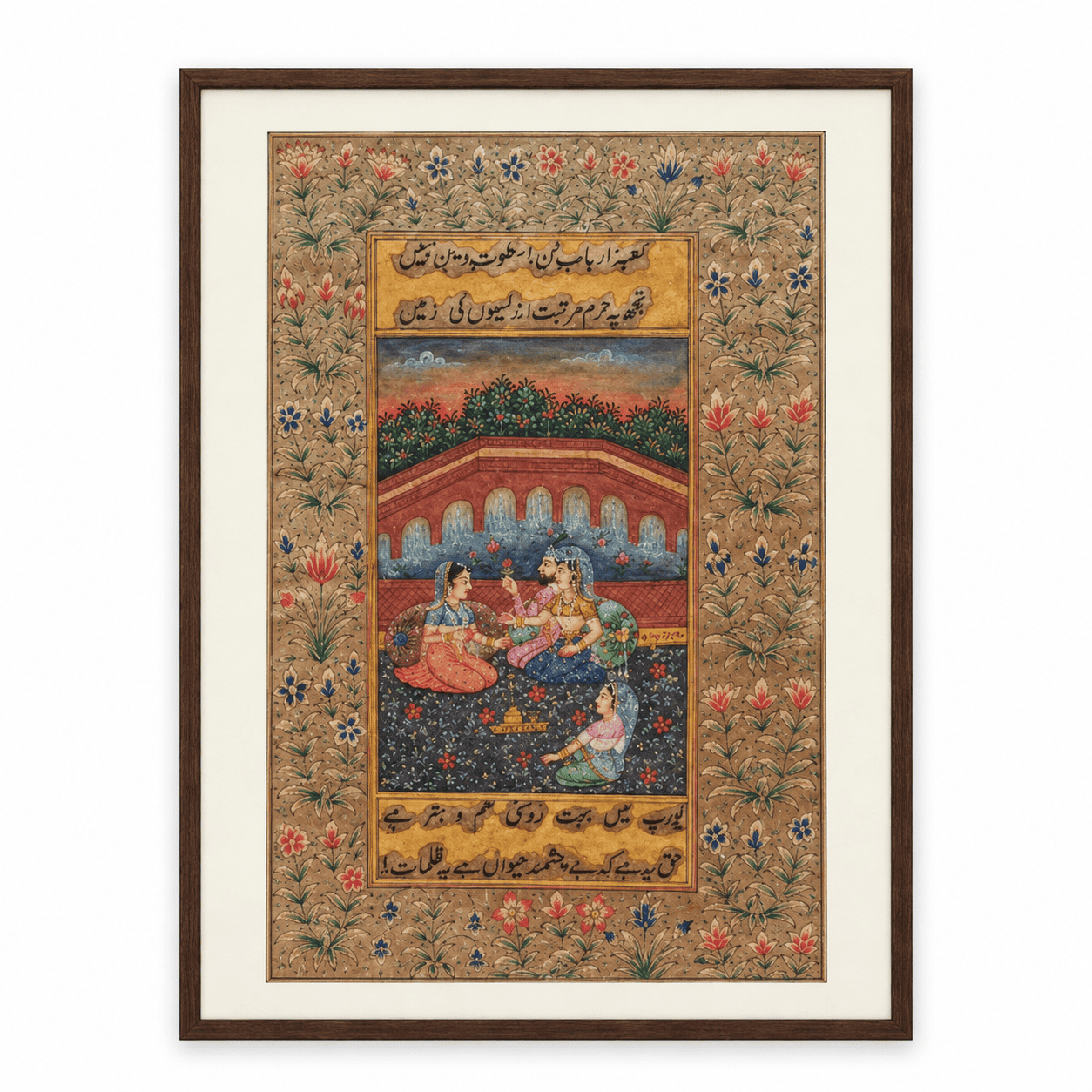 Mughal Emperor & Empress Harem Painting | Handmade Terrace Scene