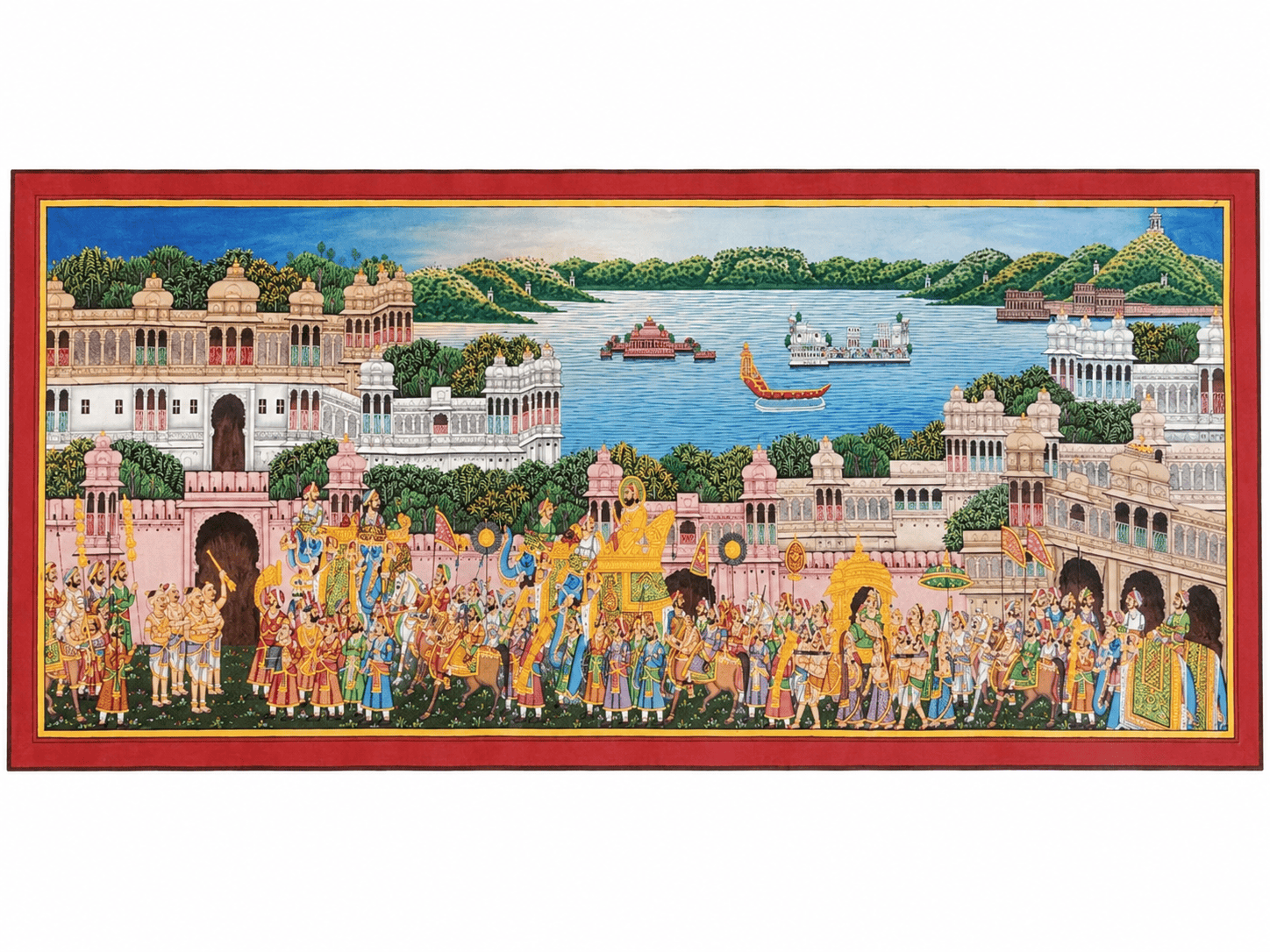 Udaipur Heritage Procession Painting — Handmade Full-Colour Silk Miniature