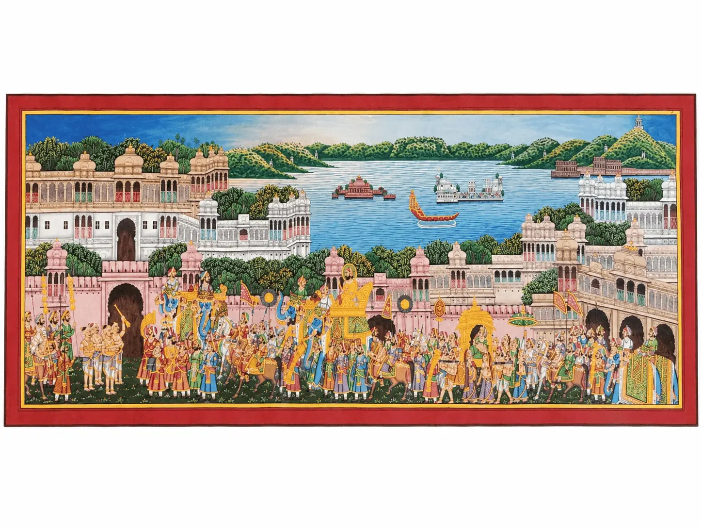 Udaipur Heritage Procession Painting — Handmade Full-Colour Silk Miniature