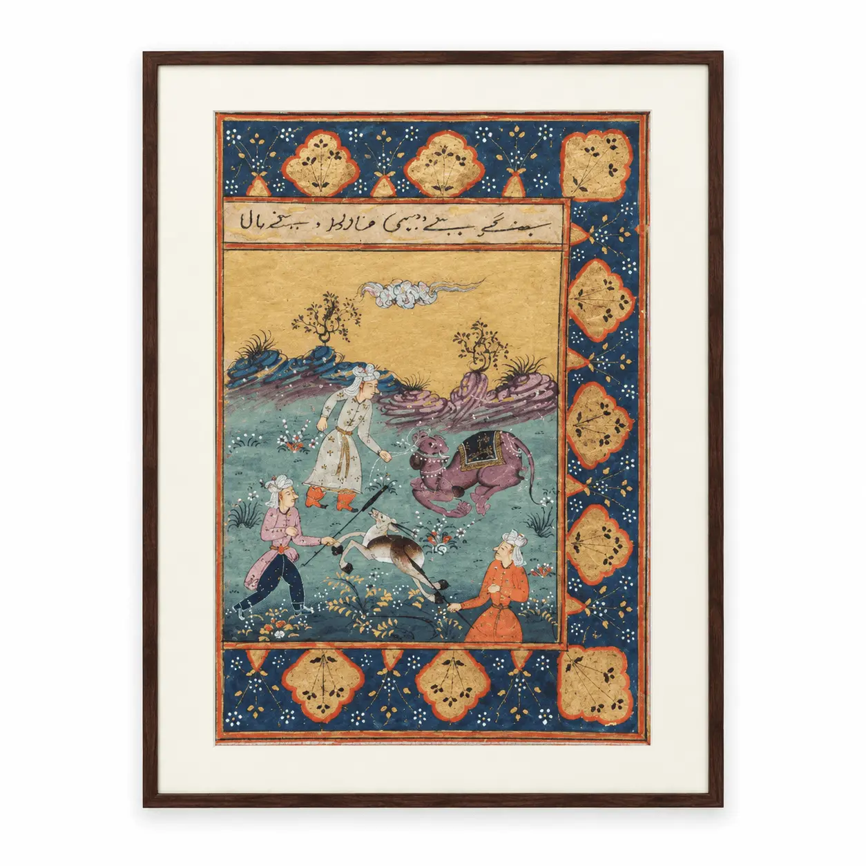 Mughal Deer Hunting Scene Painting | Handmade Persian-Style Miniature