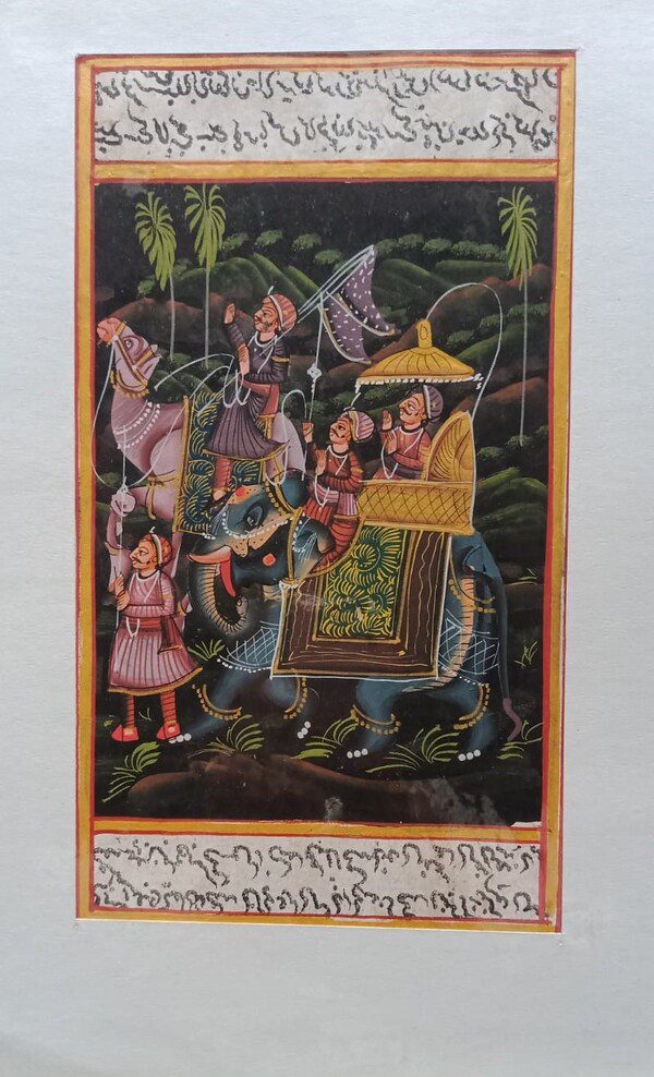 Mughal Elephant & Camel Procession Painting | Handmade Miniature - view 2