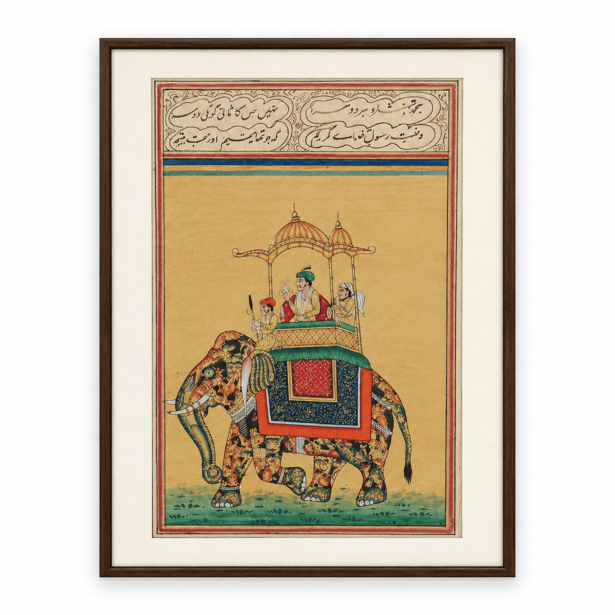 Mughal King on Composite Elephant Painting | Handmade Gaj Vahini Art