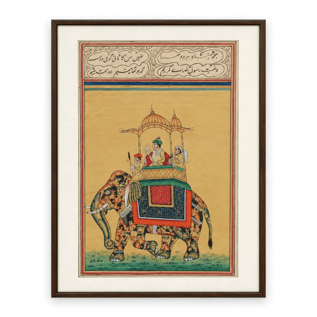 Mughal King on Composite Elephant Painting | Handmade Gaj Vahini Art