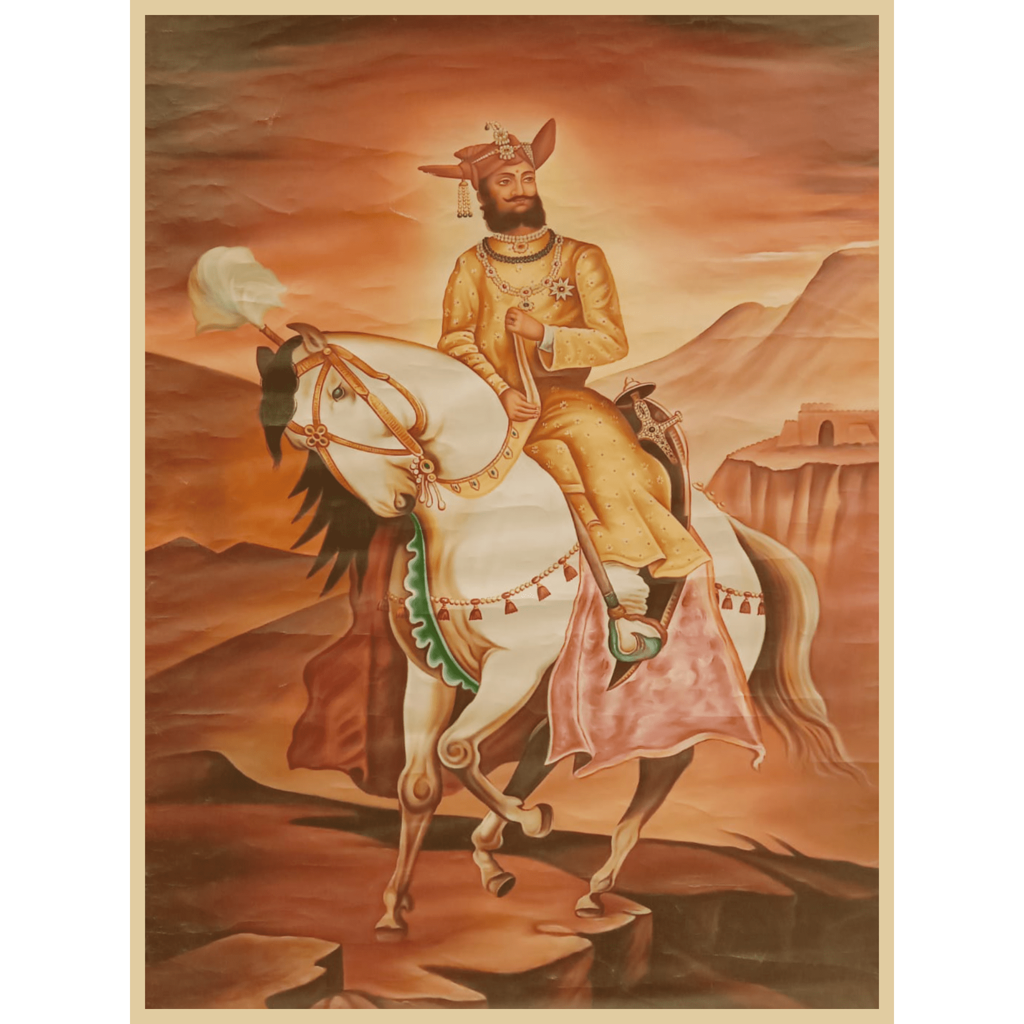 Royal Warrior on Horse – Oil Painting