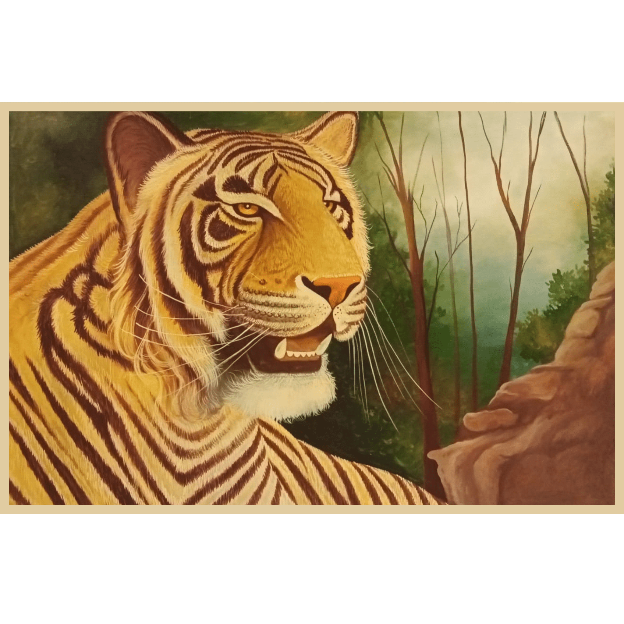 Tiger in Forest – Handmade Oil Painting