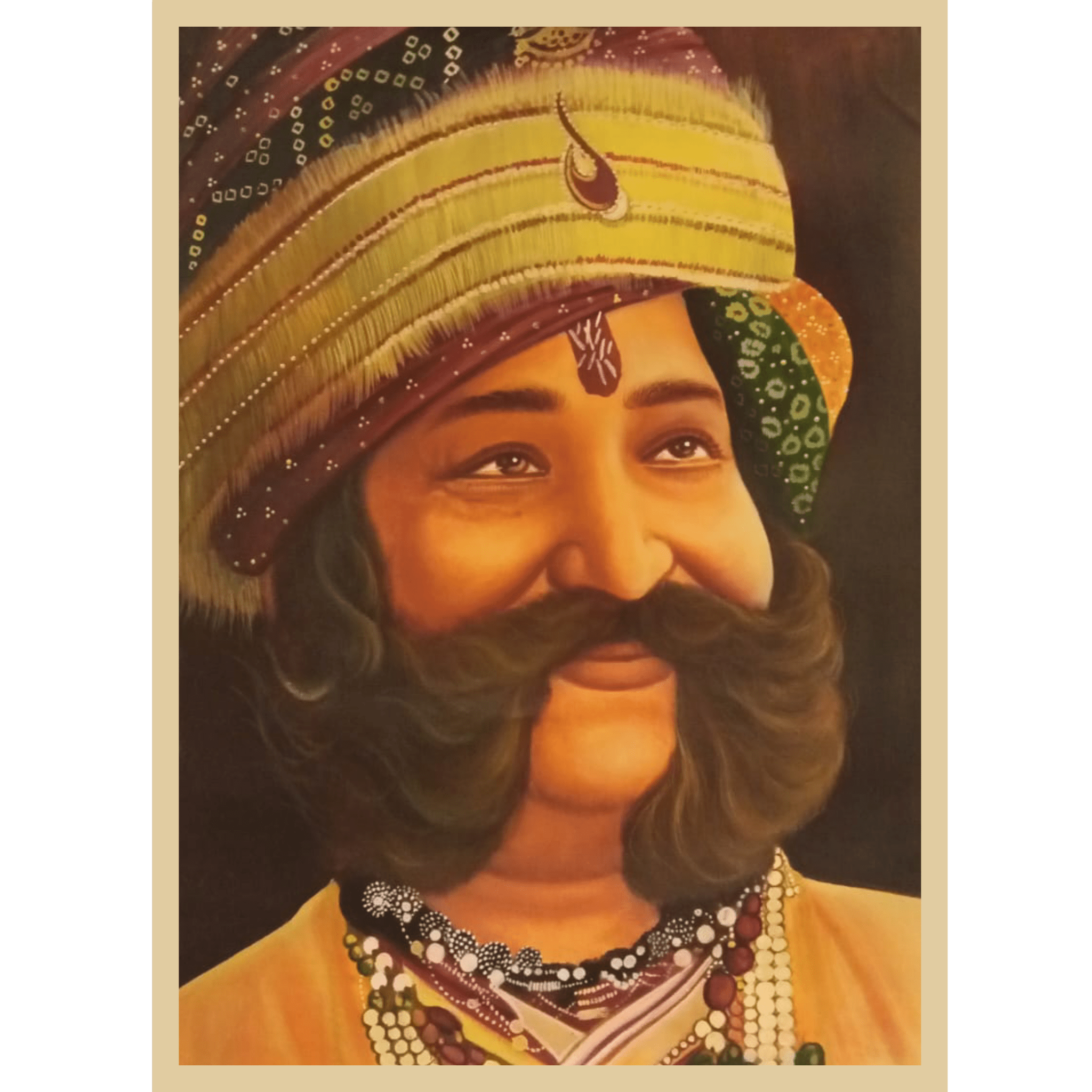 Beautiful Royal Rajasthani King Portrait Oil Painting