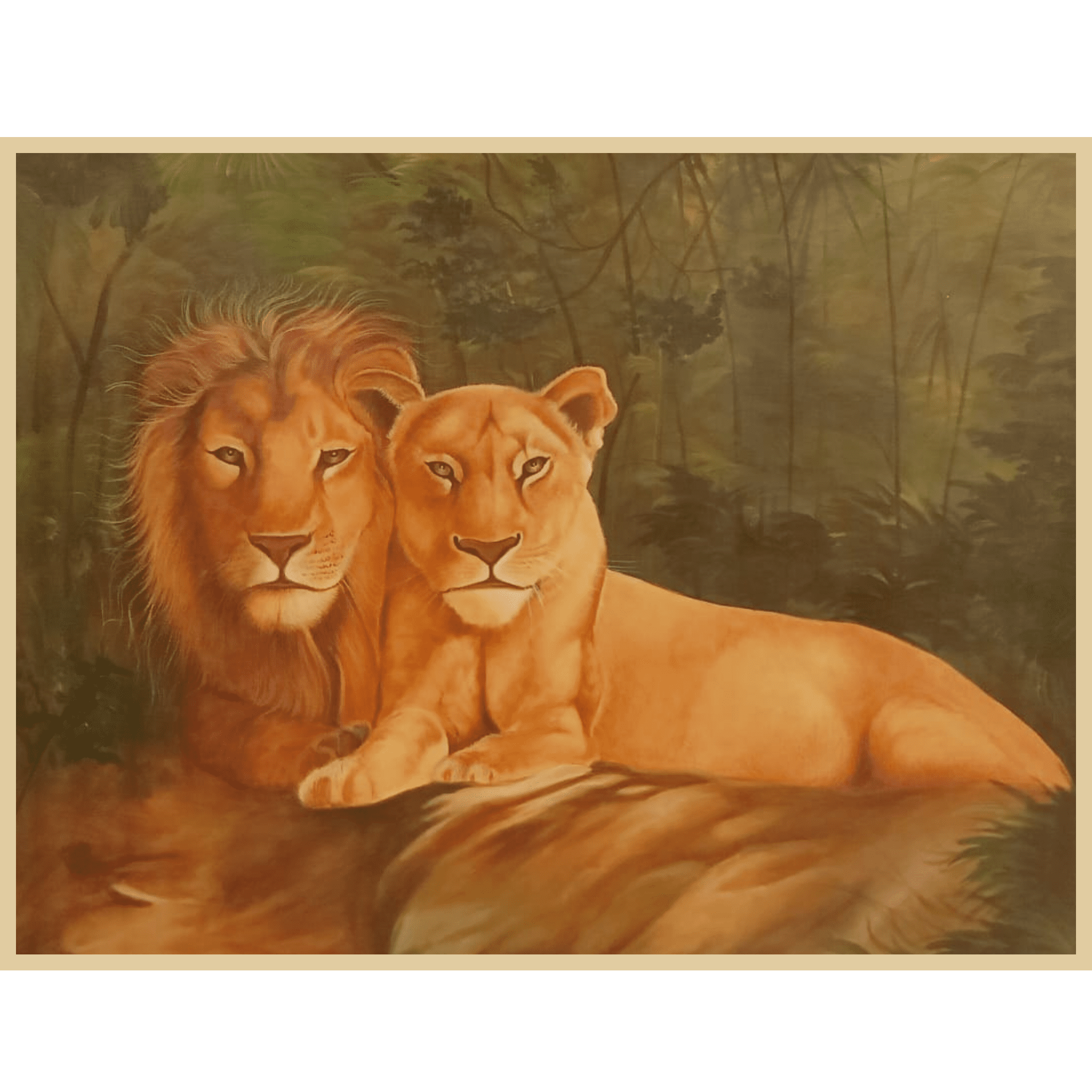 Lion & Lioness – Handmade Wildlife Oil Painting on Canvas