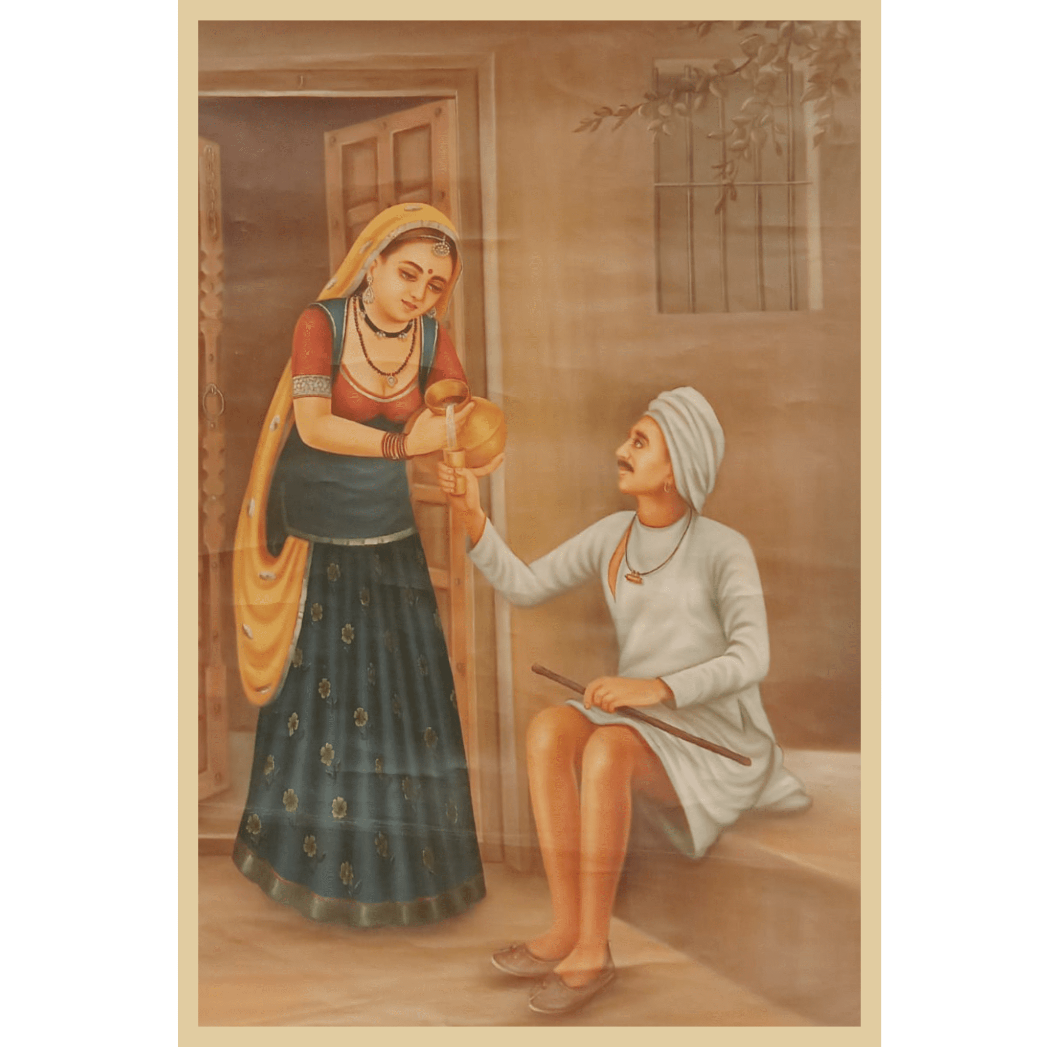 Traditional Indian Couple – Handmade Oil Painting on Canvas
