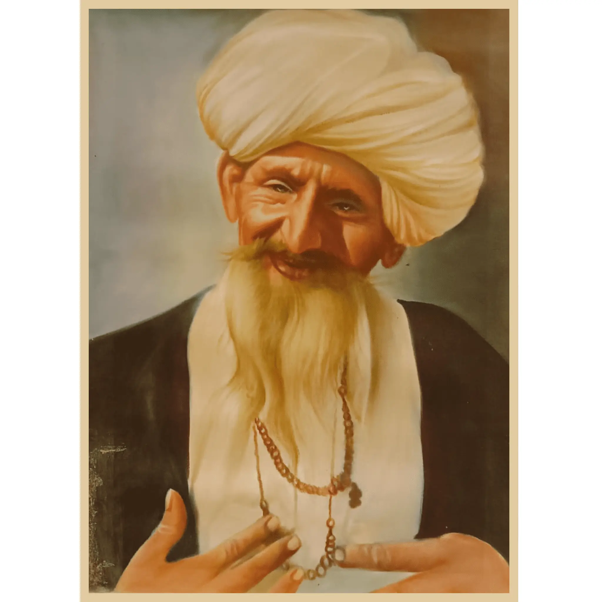 Old Man with Turban – Wise Portrait Oil Painting