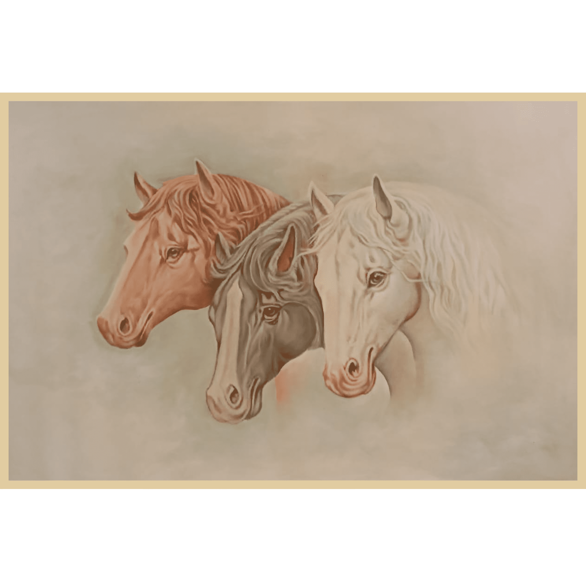 Three Horses Portrait Oil Painting