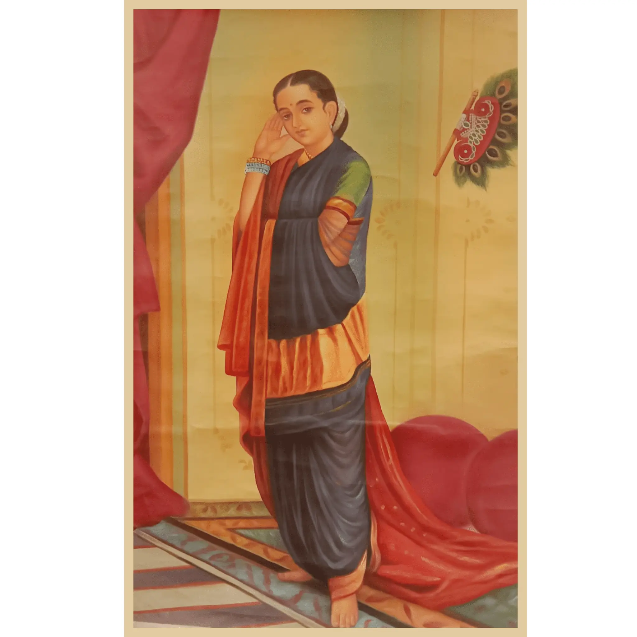 Indian Woman Portrait – Raja Ravi Varma Style Oil Painting
