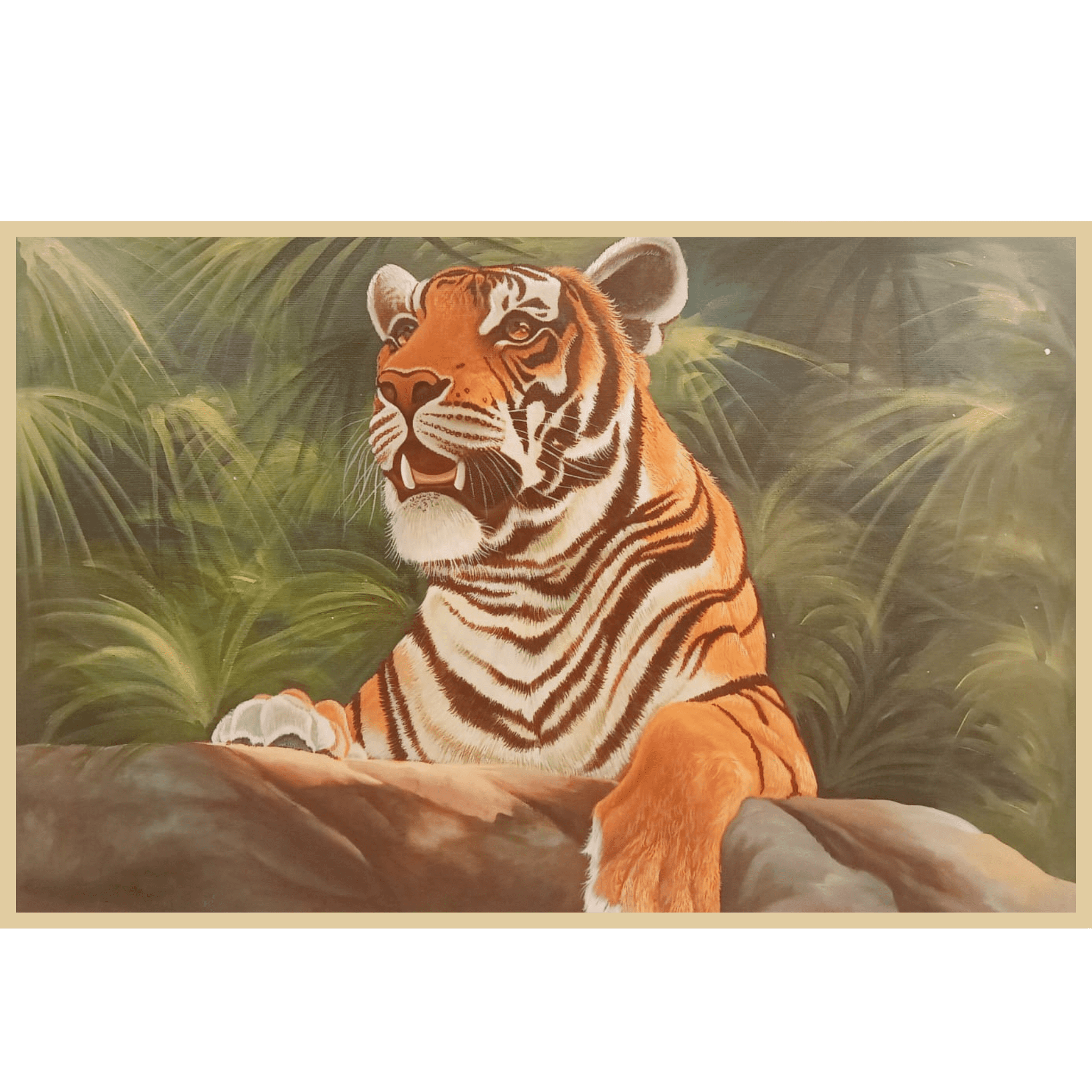 Oil Painting Art of Tiger – Handmade Wildlife Canvas