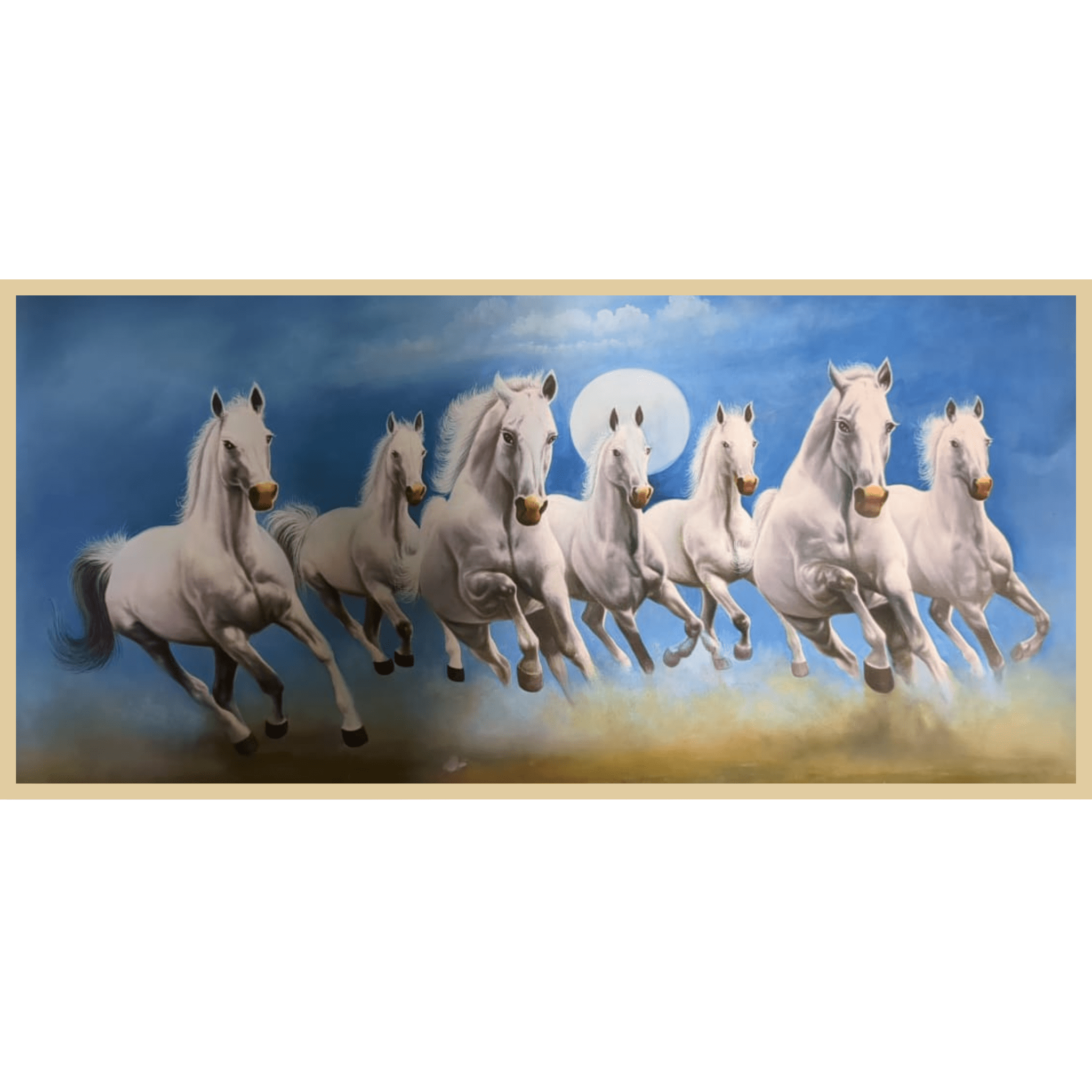 7 Running Horses Oil Painting – Vastu Positive Wall Art for Success, Power & Prosperity