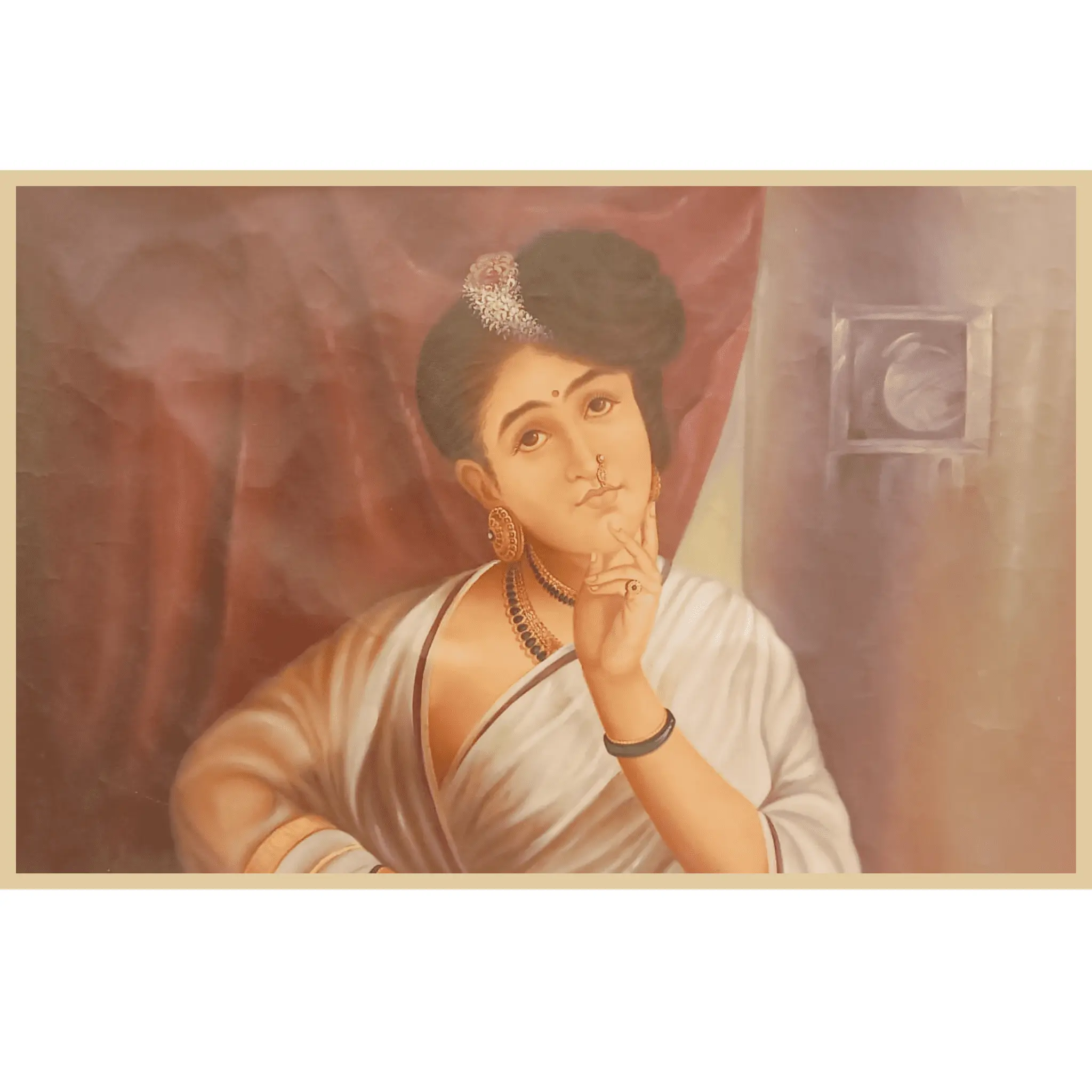 Indian Lady Portrait – Raja Ravi Varma Style Oil Painting