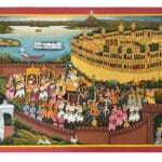 Rajasthani miniature painting showing royal possession procession in traditional style