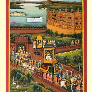 Royal procession miniature painting – traditional Rajasthani art