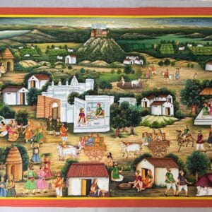 Rajasthani Village Life Scene – Handmade Miniature Painting