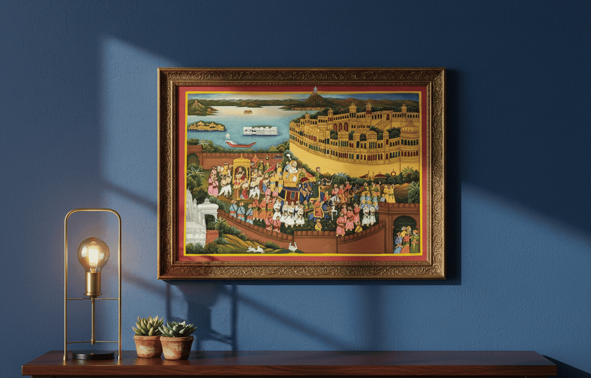 royal-mewar-procession-rajasthan-miniature-painting of merwar art