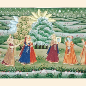 Radha-Krishna & Gopis Pichwai Painting on Cloth – Handmade