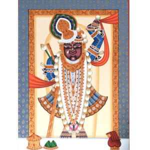 Elegant Shrinathji Painting in Framed Pichwai Style on Handmade Paper