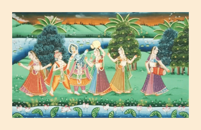 Krishna Raas Leela Pichwai Painting on cloth – Handmade Rajasthani art