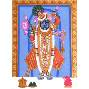 Royal Blue Shrinathji Painting in Traditional Nathdwara Pichwai Style