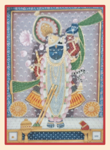 Handpainted Shreenathji Pichwai Painting with intricate detailing and lotus motifs
