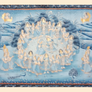 Blue-tone Pichwai Painting of Raas Leela with Krishna and Gopis – Nathdwara traditional art
