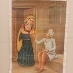 Handmade traditional Indian couple miniature art painting on canvas, 41×30 inch, unframed.