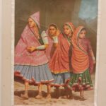 Miniature Art Painting of three women in traditional attire