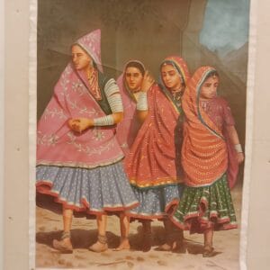 Miniature Art Painting of three women in traditional attire