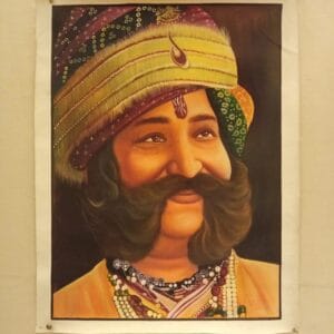 Beautiful royal Rajasthani king portrait painting handmade on canvas, 24×17 inch