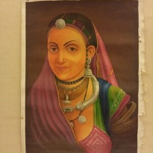 Handmade Rajasthani Woman Portrait Painting – 23 × 16 inch traditional wall art
