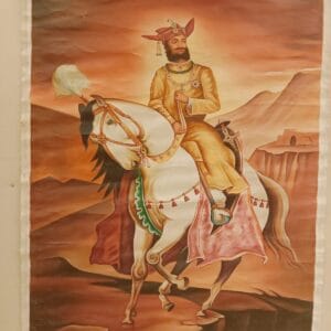 Royal Warrior on Horse Miniature Art Painting – 46×35 Inch Handmade