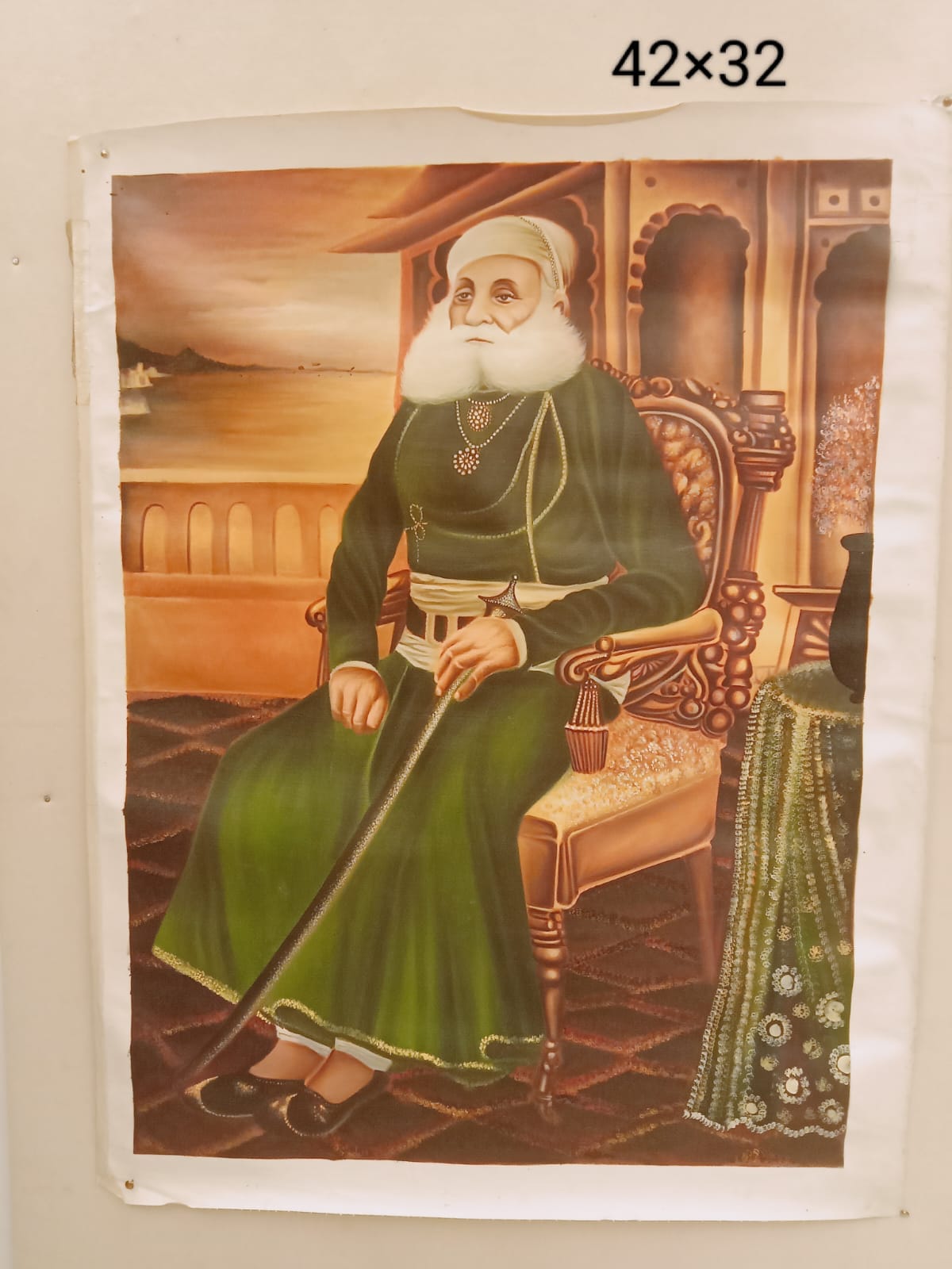 Handmade Royal King Portrait Miniature Art Painting – 42×32 inch