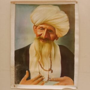 Handmade Wise Old Man Portrait Miniature Art Painting – 23×17 inch