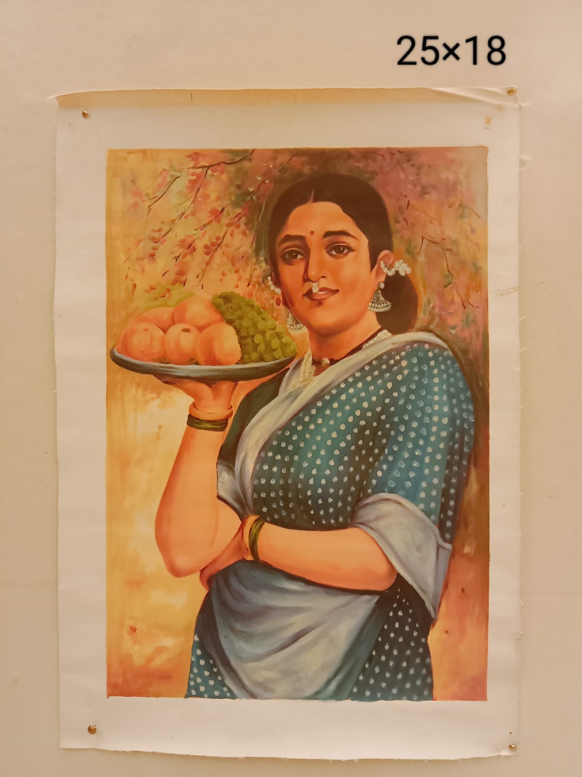 Handmade Indian Lady Portrait Miniature Art Painting – 25×18 inch