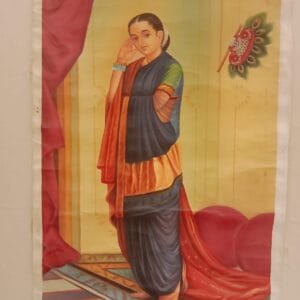 Handmade Indian Woman Portrait Miniature Art Painting – 33×22 inch