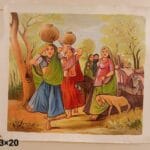 Handmade Rural Village Life Painting – Indian Folk Art Wall Décor (23×20 inch)
