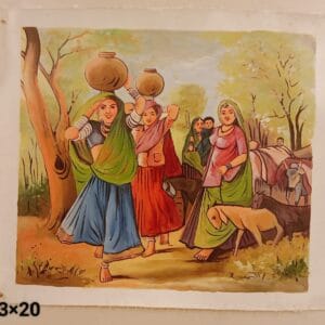 Handmade Rural Village Life Painting – Indian Folk Art Wall Décor (23×20 inch)