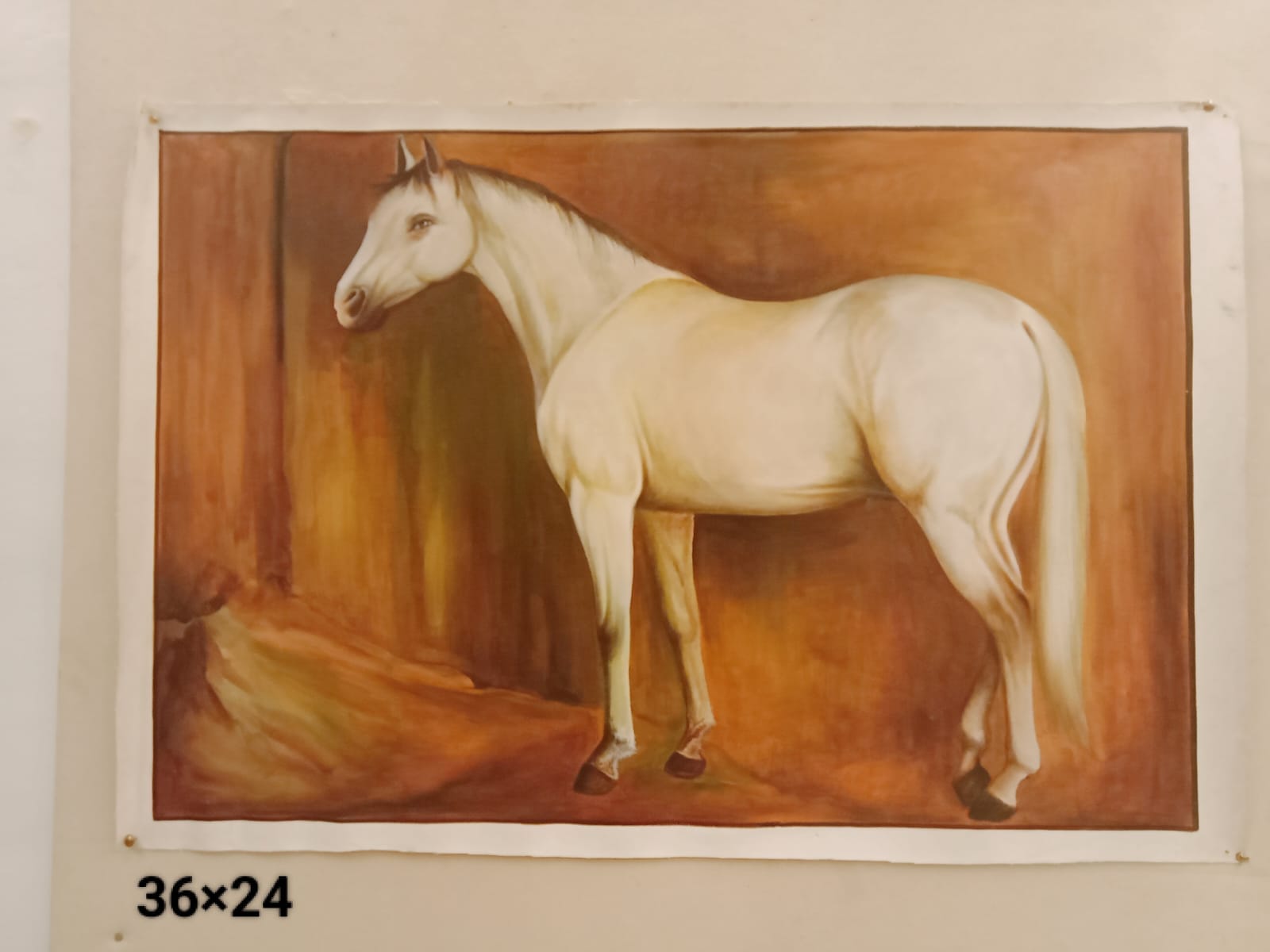 Handmade Horse Miniature Art Painting on Canvas 36×24 Inch