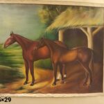 Horse Painting – Handmade Two Horses Artwork on Canvas (35×29 inch)