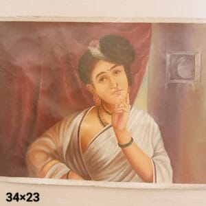 Miniature Art Painting of Indian Woman – 34x23 Inch Handmade