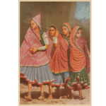 Oil Painting of three women in traditional attire
