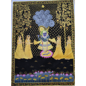 Handmade Shreenathji Pichwai Painting with Gopis – 48 x 36 inches