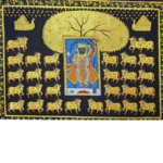 Shrinathji with cows under golden tree – Traditional Pichwai Painting
