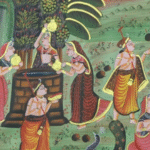 Handmade Radha Krishna Pichwai Painting on Cloth with Gopis and Cows